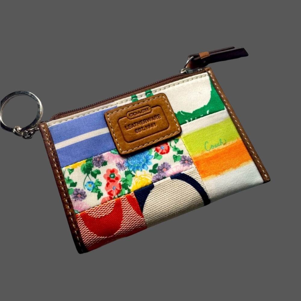Coach Poppy Multicolor Patchwork Keychain Wallet - Picture 6 of 7